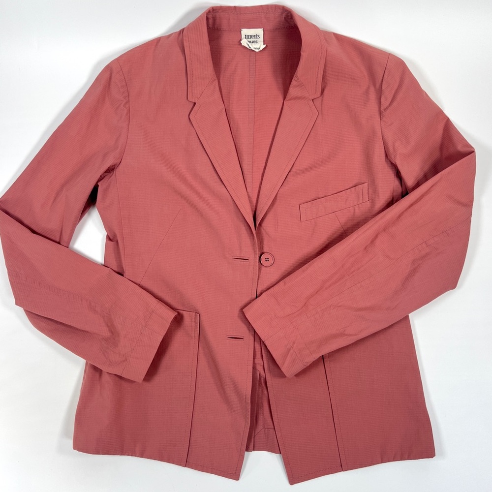 Hermes Mauve Pink Seersucker Blazer Jacket